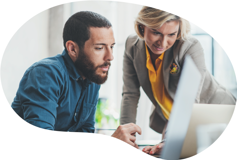 Man and Woman using laptop