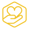 hand holding heart hexagon icon